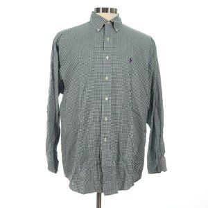 Ralph Lauren Men's Green Tilden Golf Gingham Plaid Button Down Shirt Size Large
